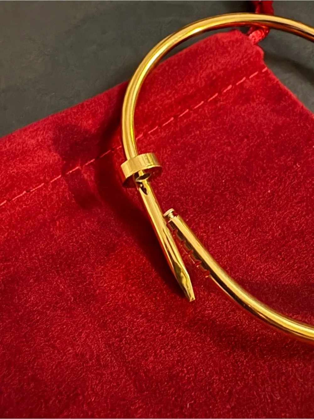 Stainless Steel Gold Plated Nail Bangle Bracelet Sz 19cm